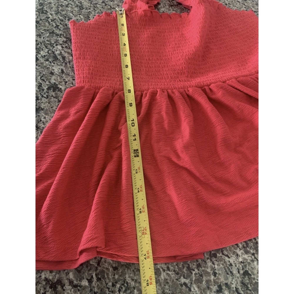 Terra & Sky Pink Ruffle Smocked Peplum Top Plus Size 1X 16W-18W Square Neck - Picture 10 of 11